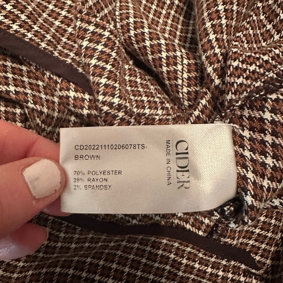 Cider - Mini Plaid Wide Leg Trousers - Picture 5 of 5